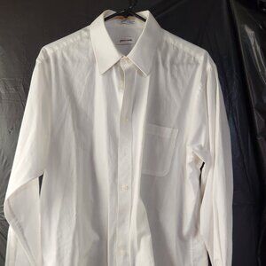Pierre Cardin L/S Button Up Dress Shirt White Sz L 16"-16 1/2" 34/35